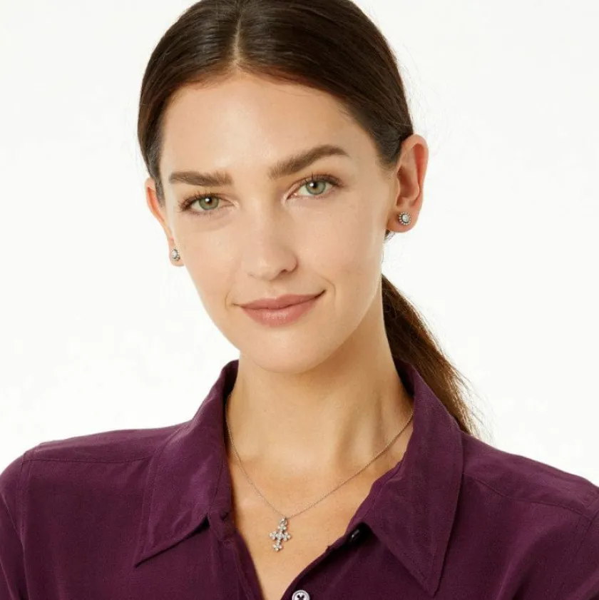 Brighton Abbey Cross Necklace Silver Clearance