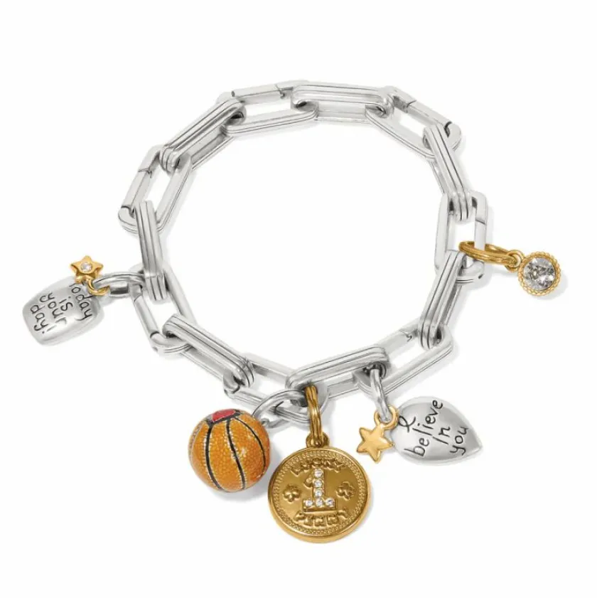 Brighton ABC Basketball Charm Silver-Orange Discount