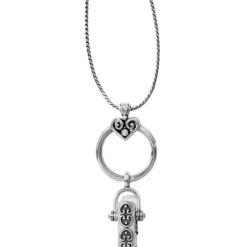 Brighton Alcazar Charm Badge Clip Necklace Silver Hot