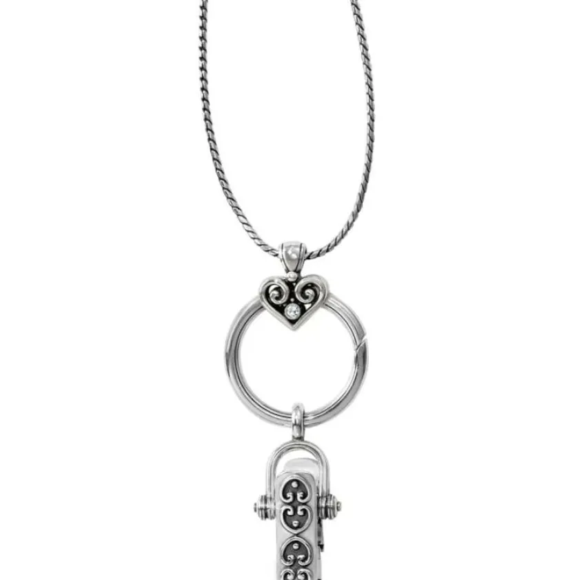 Brighton Alcazar Charm Badge Clip Necklace Silver Hot