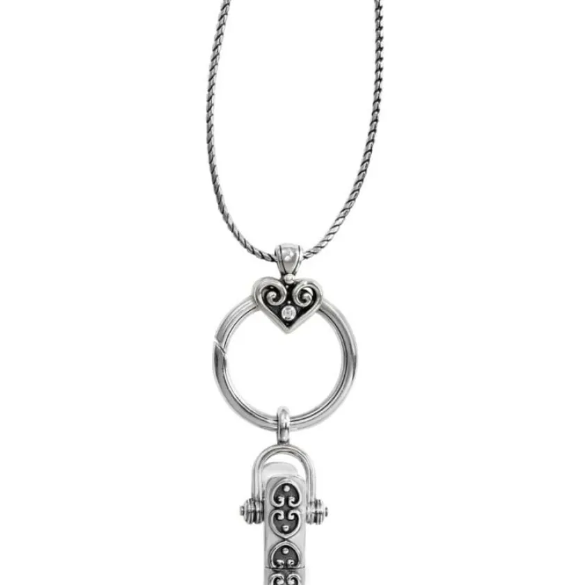 Brighton Alcazar Charm Badge Clip Necklace Silver Hot