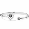 Brighton Alcazar Duet Heart Open Hinged Bangle Silver Best