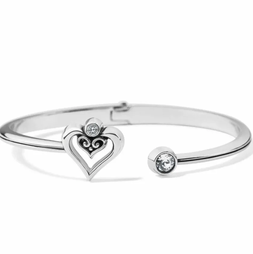 Brighton Alcazar Duet Heart Open Hinged Bangle Silver Best