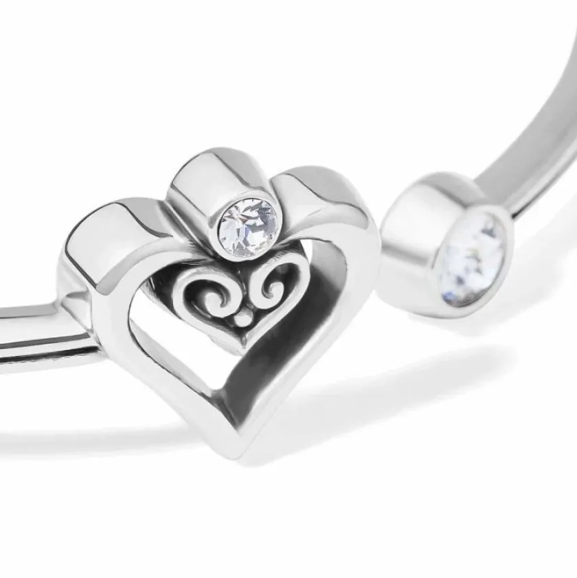 Brighton Alcazar Duet Heart Open Hinged Bangle Silver Best