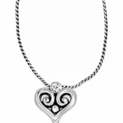 Brighton Alcazar Heart Badge Clip Necklace Silver Discount