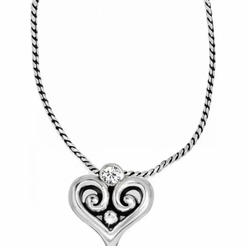 Brighton Alcazar Heart Badge Clip Necklace Silver Discount
