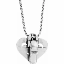 Brighton Alcazar Heart Badge Clip Necklace Silver Discount