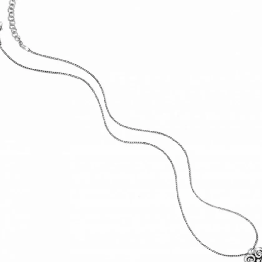 Brighton Alcazar Heart Badge Clip Necklace Silver Discount