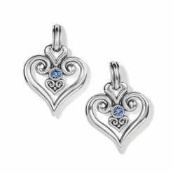 Brighton Alcazar Heart Glint Post Drop Earrings Silver-LightSapphire Online
