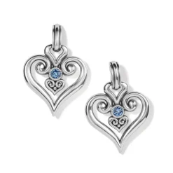 Brighton Alcazar Heart Glint Post Drop Earrings Silver-LightSapphire Online