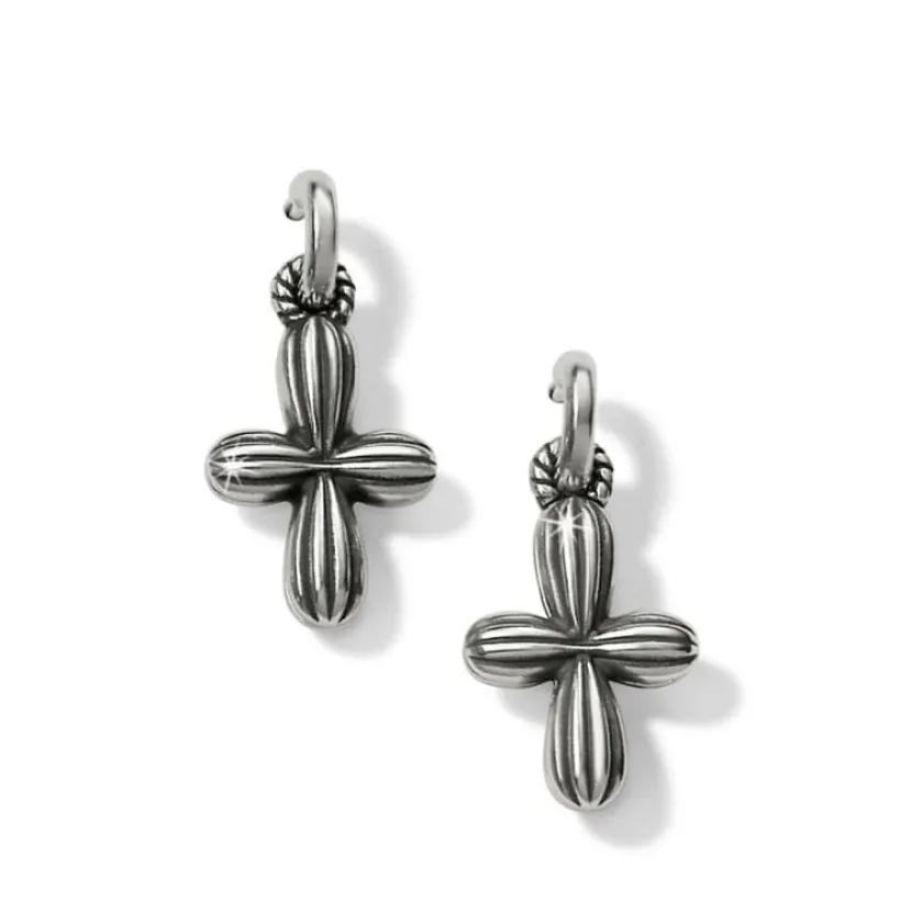 Brighton Amphora Cross Post Hoop Earrings Silver Hot