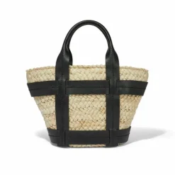 Brighton Aria Medium Straw Tote Black-Natural New