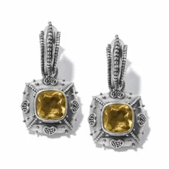 Brighton Bali Citrine Java Hinged Hoop Earrings Silver-Citrine Clearance