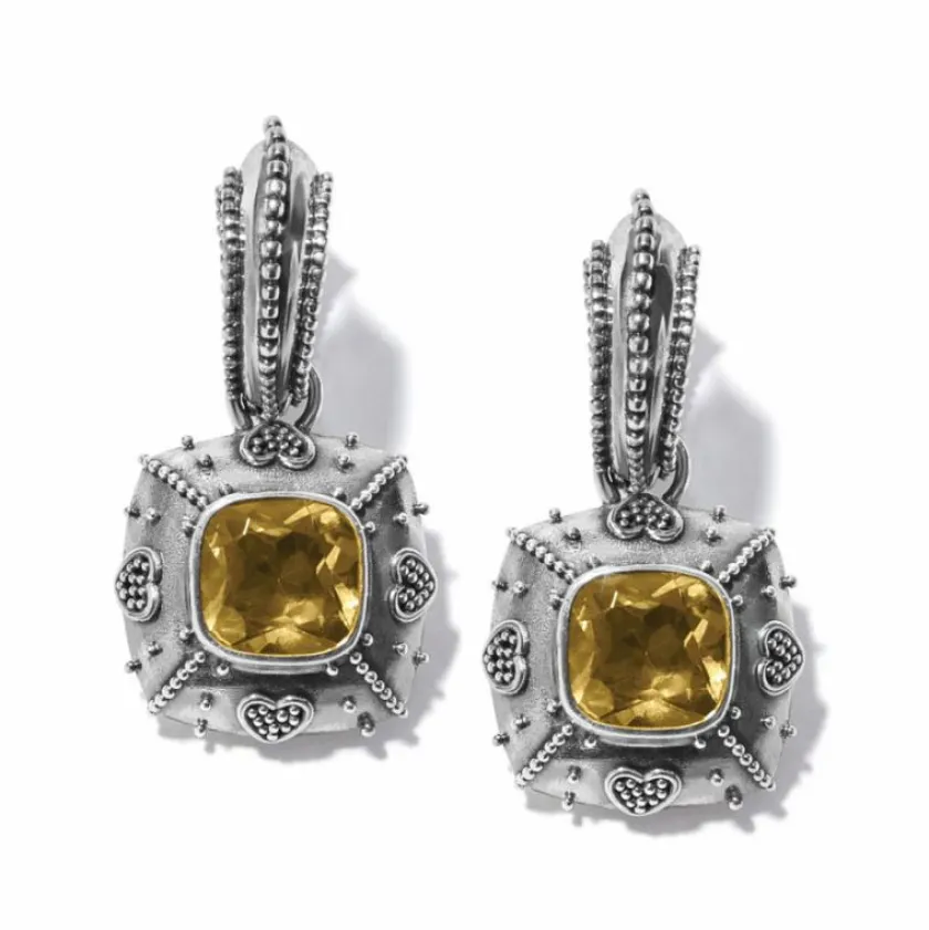 Brighton Bali Citrine Java Hinged Hoop Earrings Silver-Citrine Clearance