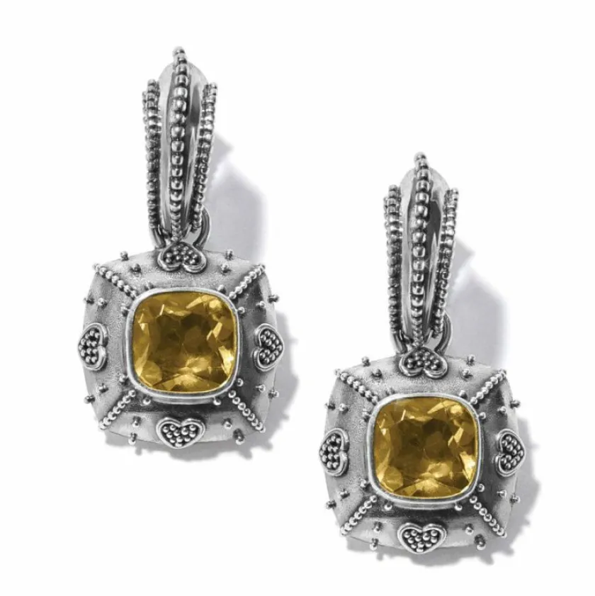 Brighton Bali Citrine Java Hinged Hoop Earrings Silver-Citrine Clearance