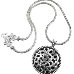 Brighton Bali Lacy Daisy Pendant Necklace Silver Sale