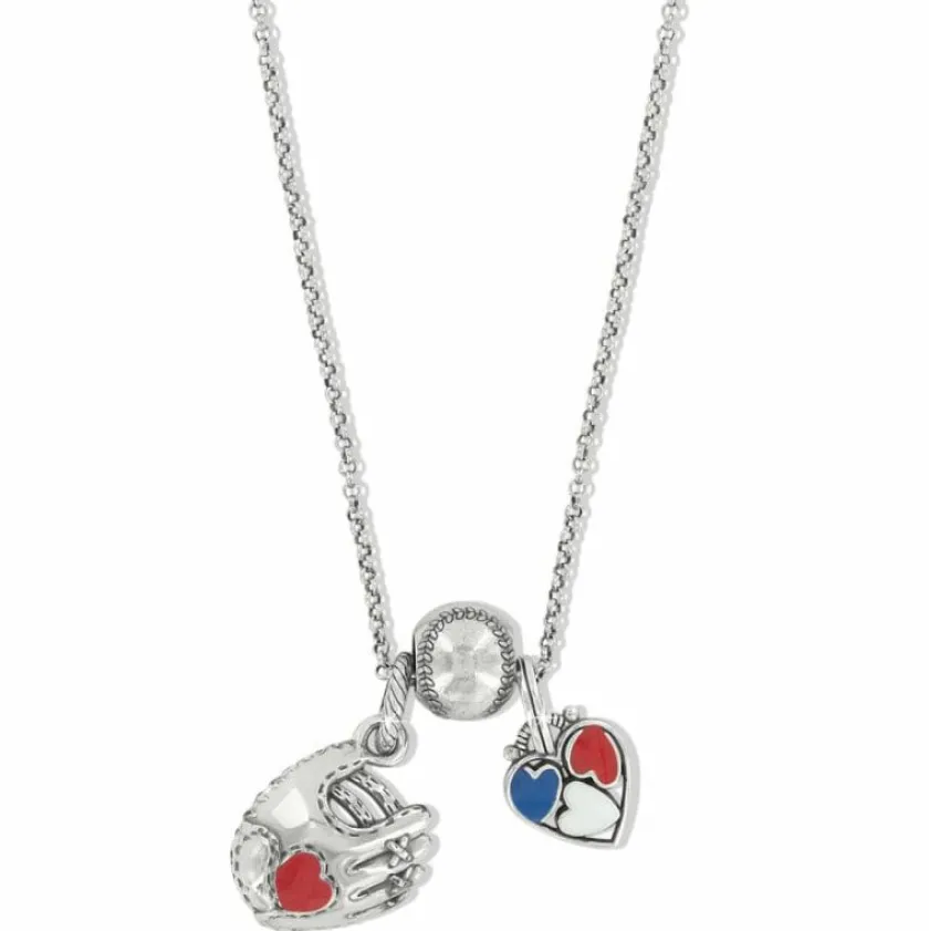 Brighton Baseball Charm Necklace Red-White-Blue New