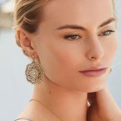 Brighton Bella Lace Post Drop Earrings Gold Outlet