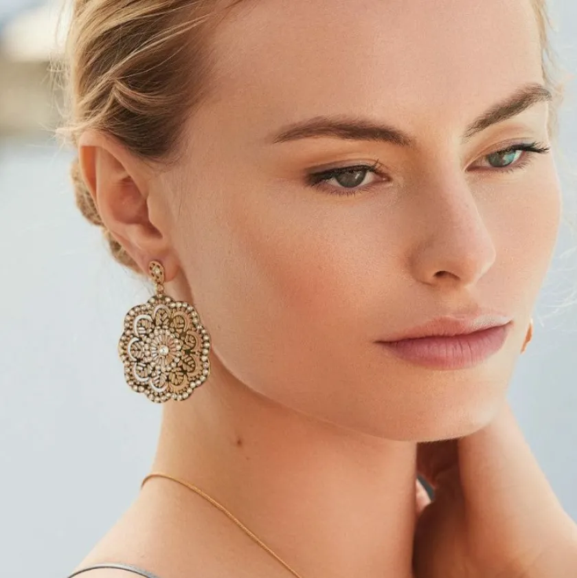 Brighton Bella Lace Post Drop Earrings Gold Outlet