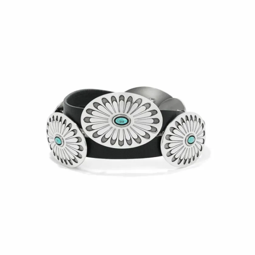 Brighton Blackbird Concho Belt Black-Turquoise Fashion