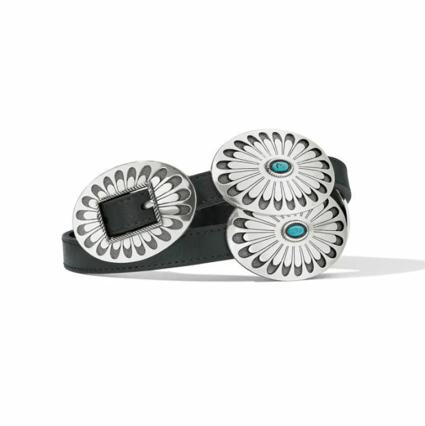 Brighton Blackbird Concho Belt Black-Turquoise Fashion
