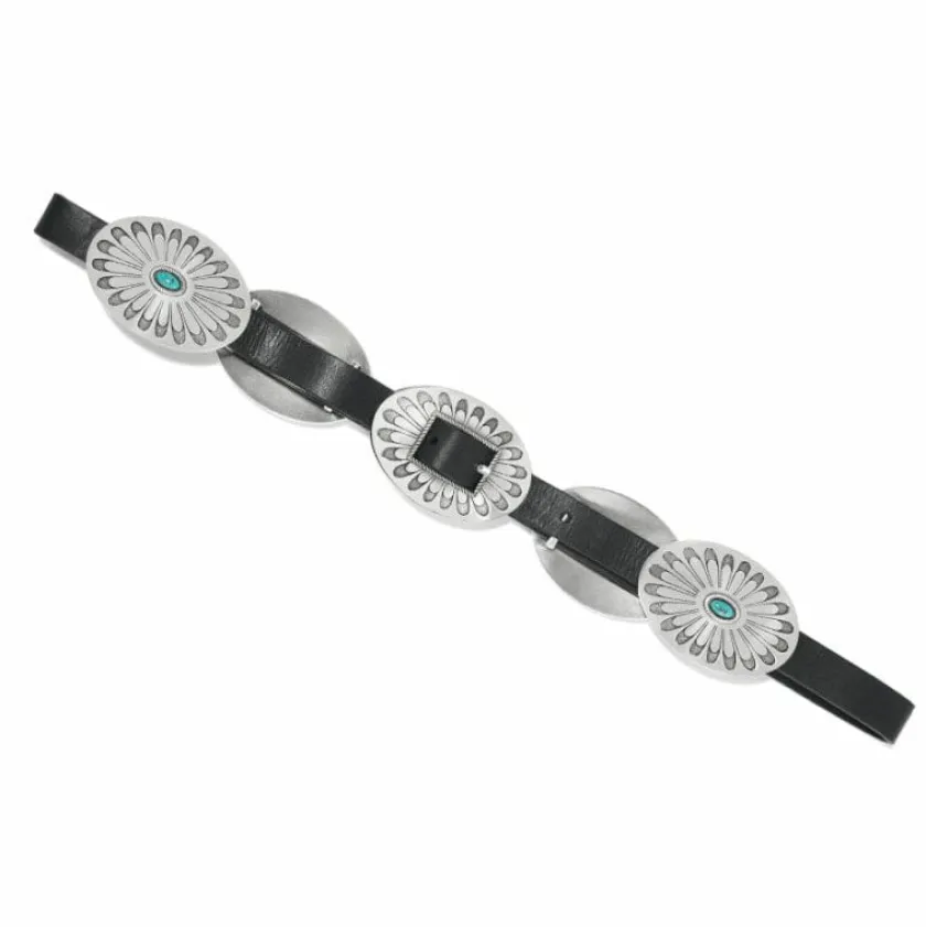 Brighton Blackbird Concho Belt Black-Turquoise Fashion