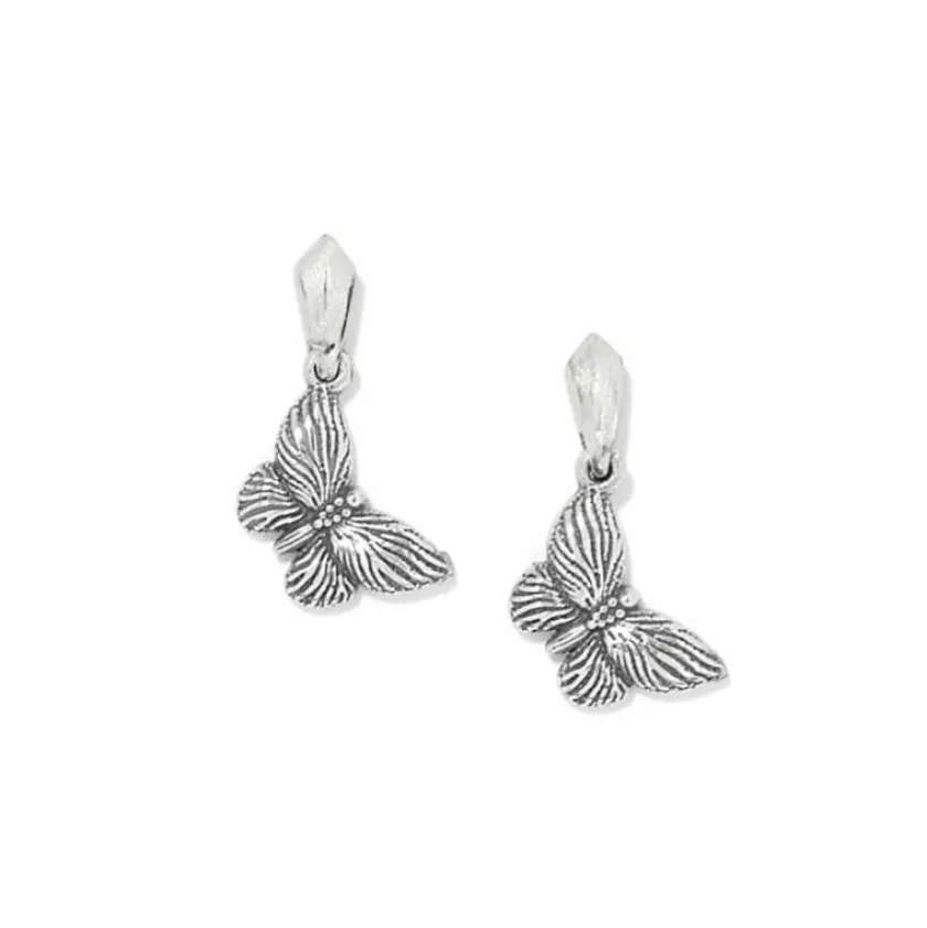 Brighton Bloom Butterfly Petite Post Drop Earrings Silver Fashion