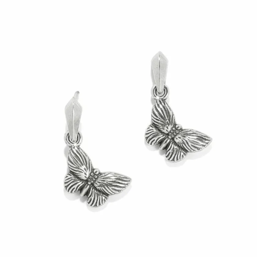 Brighton Bloom Butterfly Petite Post Drop Earrings Silver Fashion
