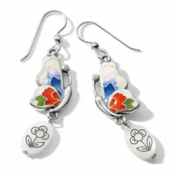 Brighton Blossom Hill Butterfly Shell French Wire Earrings Silver-Multi Clearance