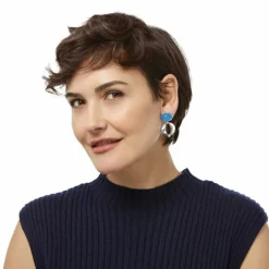 Brighton Blue Moon Bold Post Drop Earrings Silver-Blue Hot