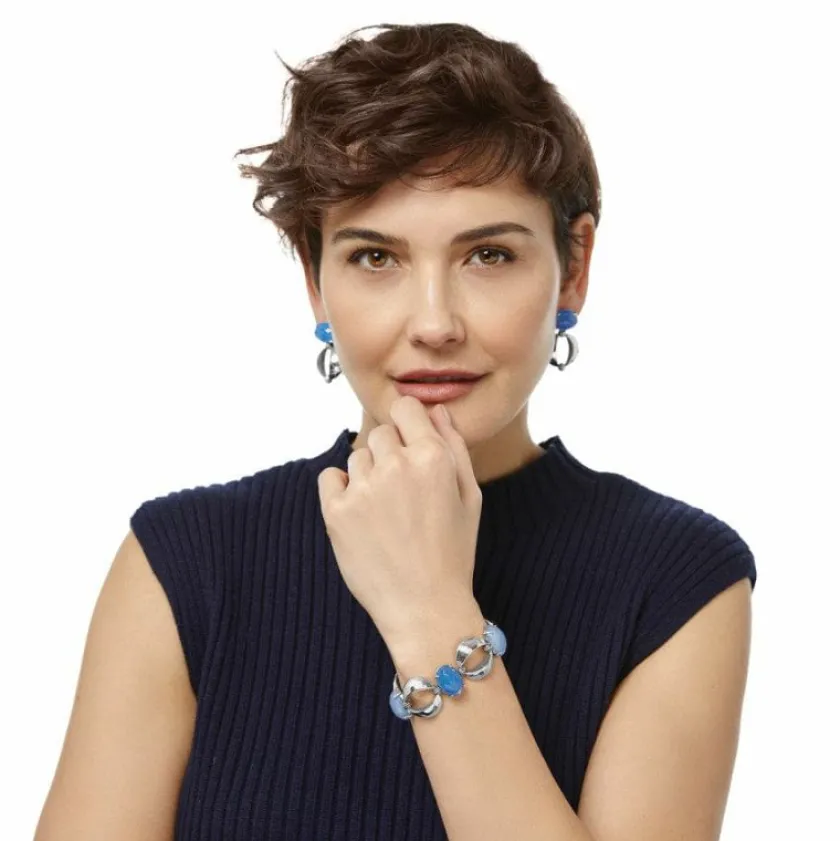 Brighton Blue Moon Link Bracelet Silver-Blue New
