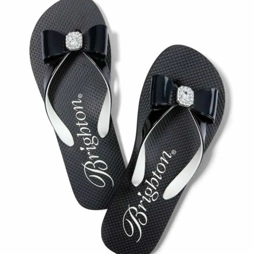 Brighton Bopeep Flip Flops Black-White New