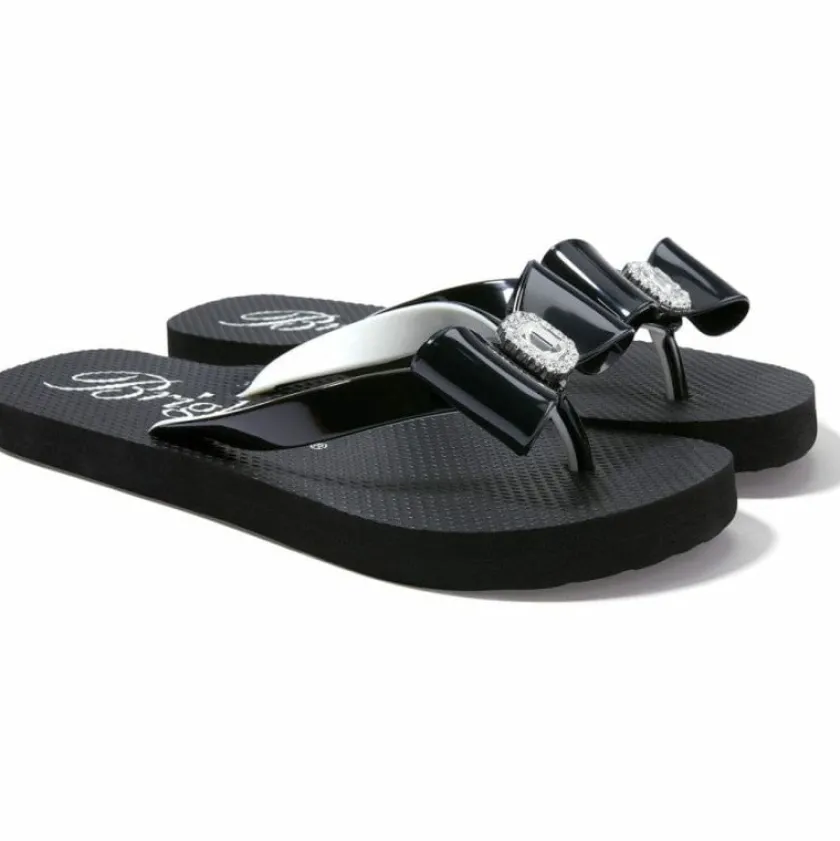 Brighton Bopeep Flip Flops Black-White New