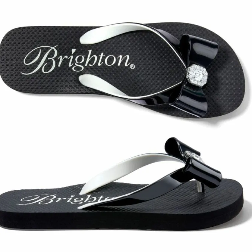 Brighton Bopeep Flip Flops Black-White New