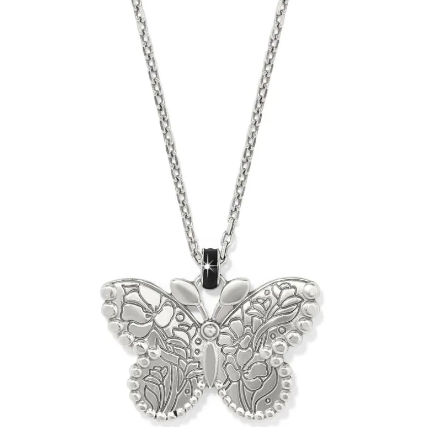Brighton Botanique Butterfly Necklace Silver-Multi Clearance