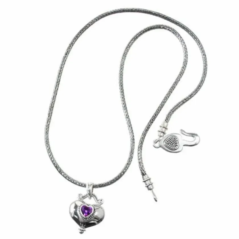 Brighton Buddha Alexandrite Heart Necklace Silver-Purple Clearance