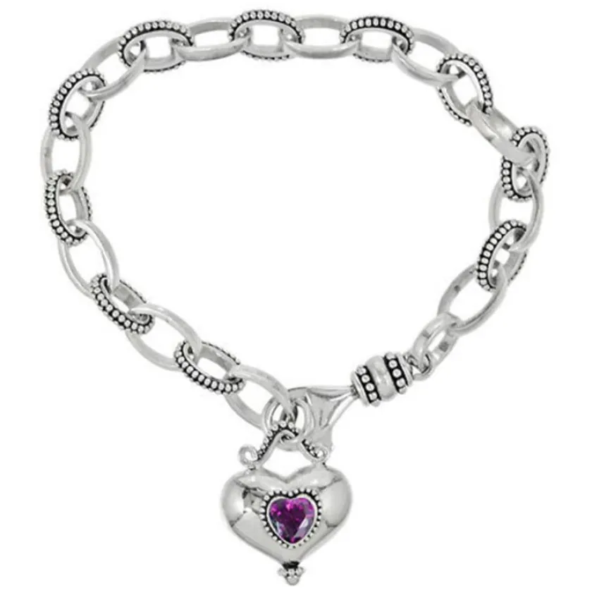 Brighton Buddha Alexandrite Heart Bracelet Silver-Purple Sale