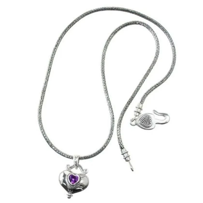 Brighton Buddha Alexandrite Heart Necklace Silver-Purple Clearance