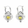 Brighton Buddha Gold Heart Reversible Earrings Silver-Yellow Sale