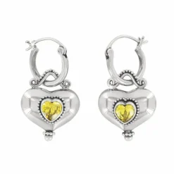 Brighton Buddha Gold Heart Reversible Earrings Silver-Yellow Sale