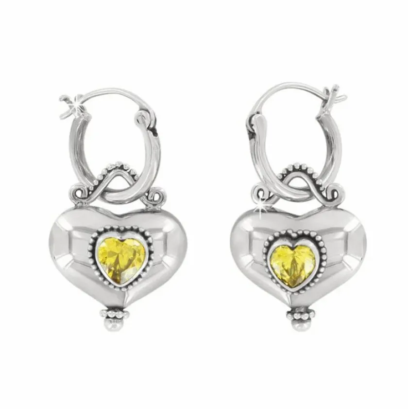 Brighton Buddha Gold Heart Reversible Earrings Silver-Yellow Sale