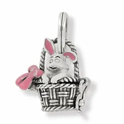 Brighton Bunny Basket Charm Pink-White Clearance