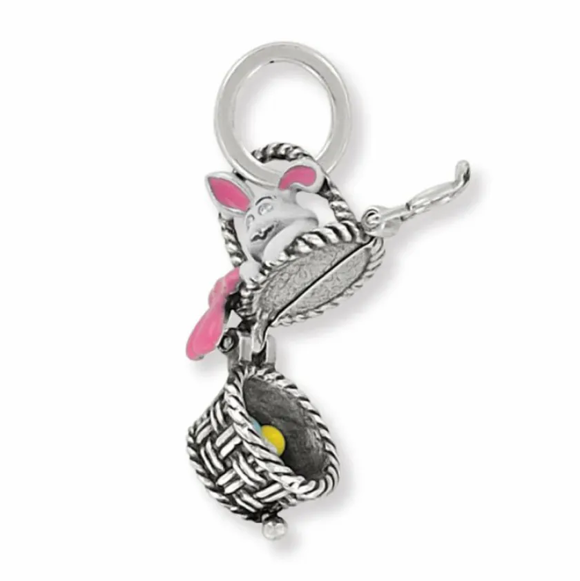 Brighton Bunny Basket Charm Pink-White Clearance