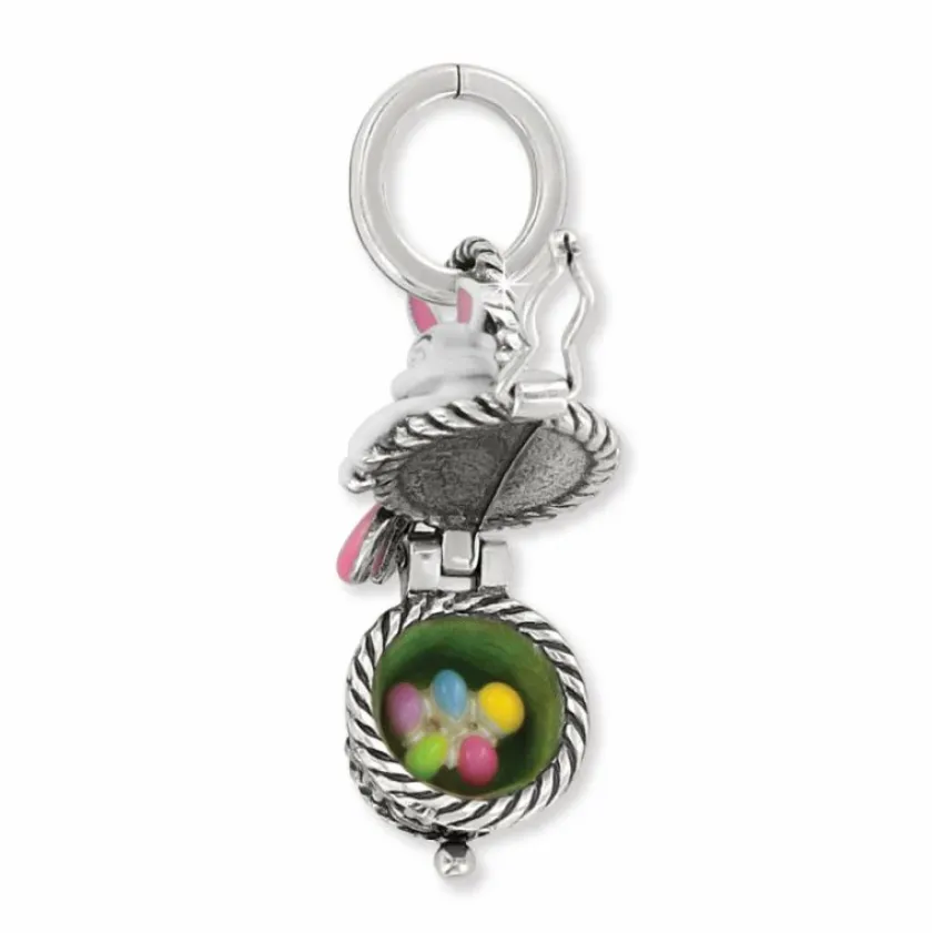 Brighton Bunny Basket Charm Pink-White Clearance