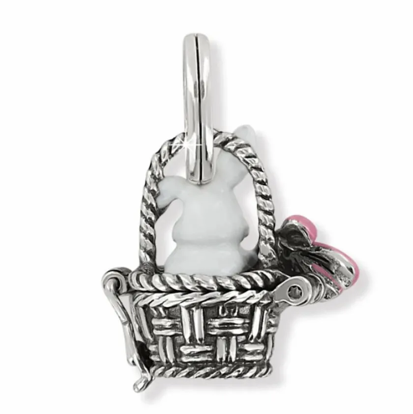 Brighton Bunny Basket Charm Pink-White Clearance