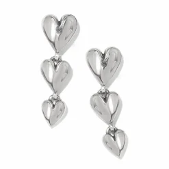Brighton Cascade Heart Trio Post Drop Earrings Silver-Gold Fashion