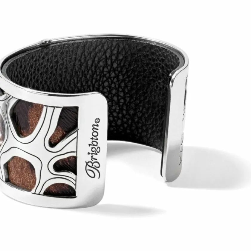 Brighton Christo Nairobi Wide Cuff Bracelet Set Silver-Leopard Sale