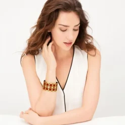 Brighton Christo NYC Wide Cuff Bracelet Set Gold-Lipstick Outlet