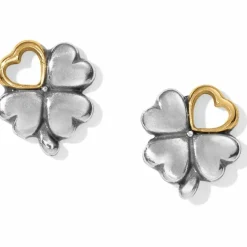 Brighton Clover Heart Mini Post Earrings Silver-Gold Outlet