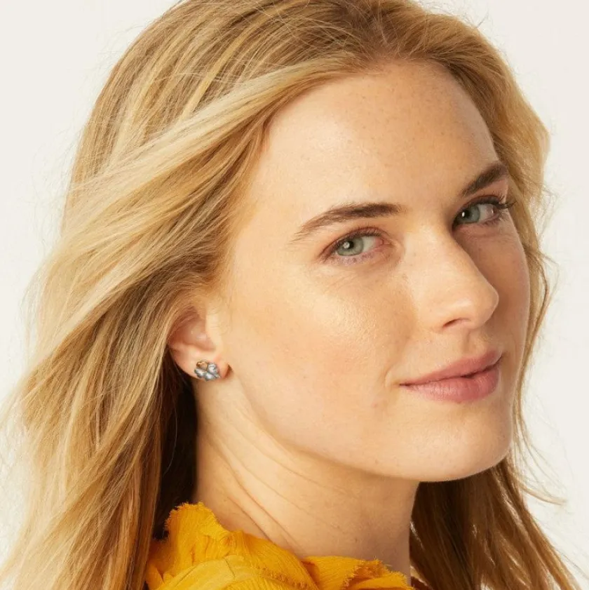 Brighton Clover Heart Mini Post Earrings Silver-Gold Outlet